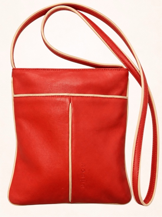 Loewe Handbags - Loewe Vintage Red Leather Crossbody Shoulder Bag Cream Trim Spain